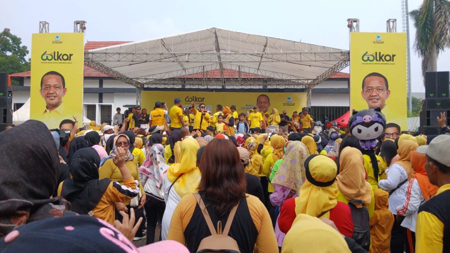 Gebyar Menguning, Ribuan Emak-emak Meriahkan Senam Sehat 60 Tahun Partai Golkar