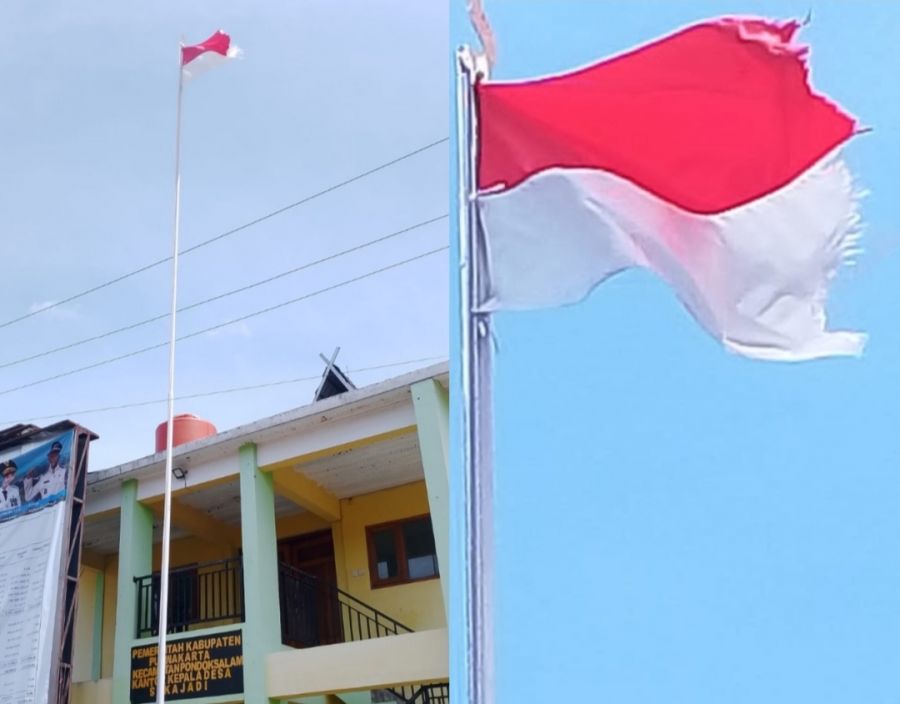 Miris, Bendera Merah Putih Berkibar Lusuh di Desa Sukajadi Purwakarta